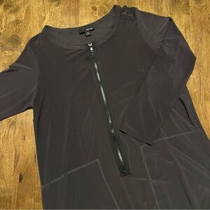 Sun Kim Zippered Tunic Shirt Dress Bubble Hem Made in USA Size Small